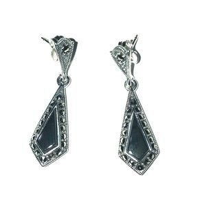 Jewelry - Sterling Silver Kite Black Onyx Marcasite Earrings Jewelry - Sterling Silver Kite Black Onyx Marcasite Earrings
